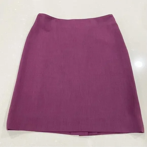 M.M. Lafleur Classic Flat Front A Line Mini Skirt Plum 8 - Picture 1 of 4